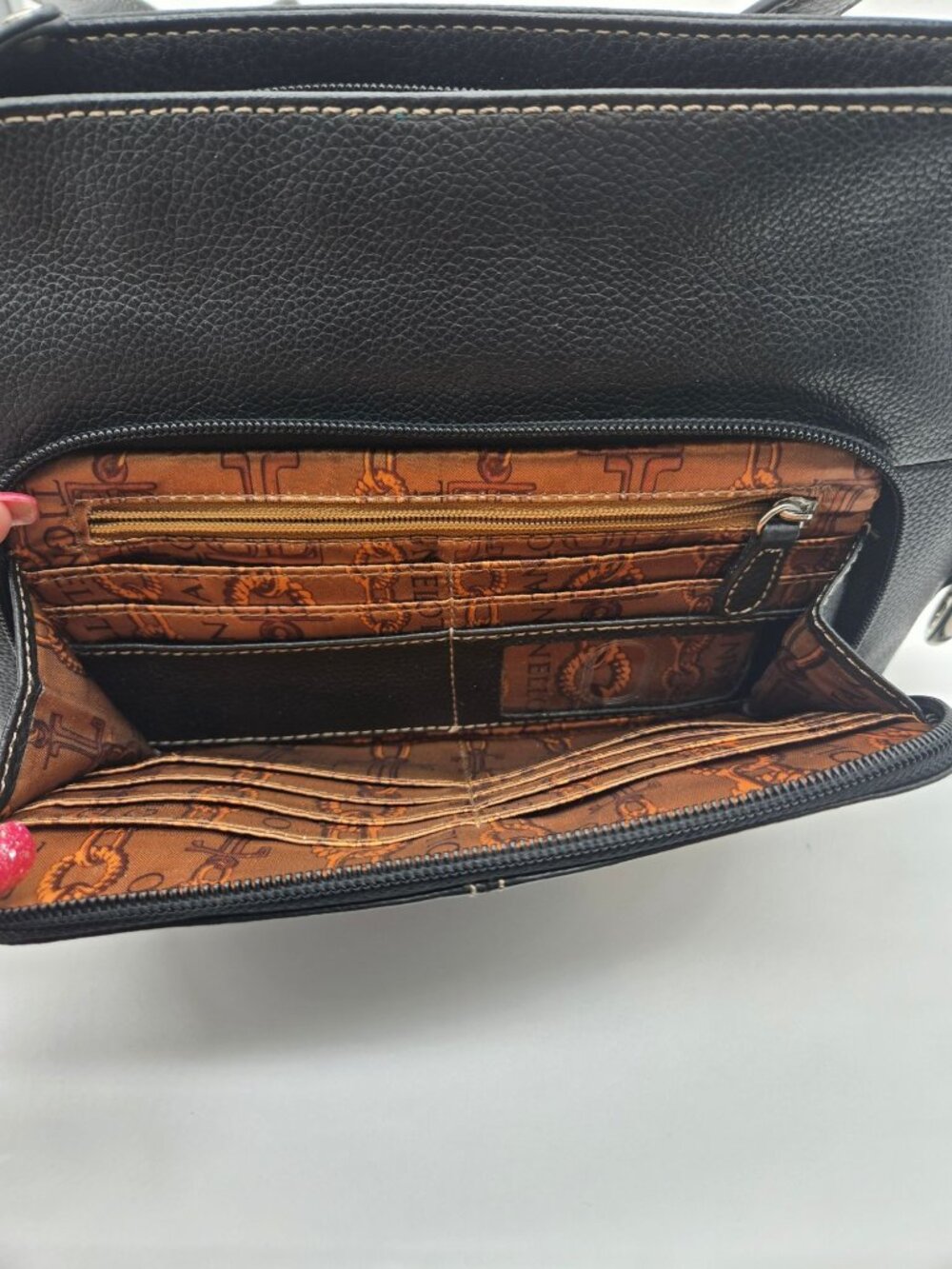 Tignanello Black Leather All In One Crossbody Wallet Purse Slim Organizer EUC - Picture 9 of 9